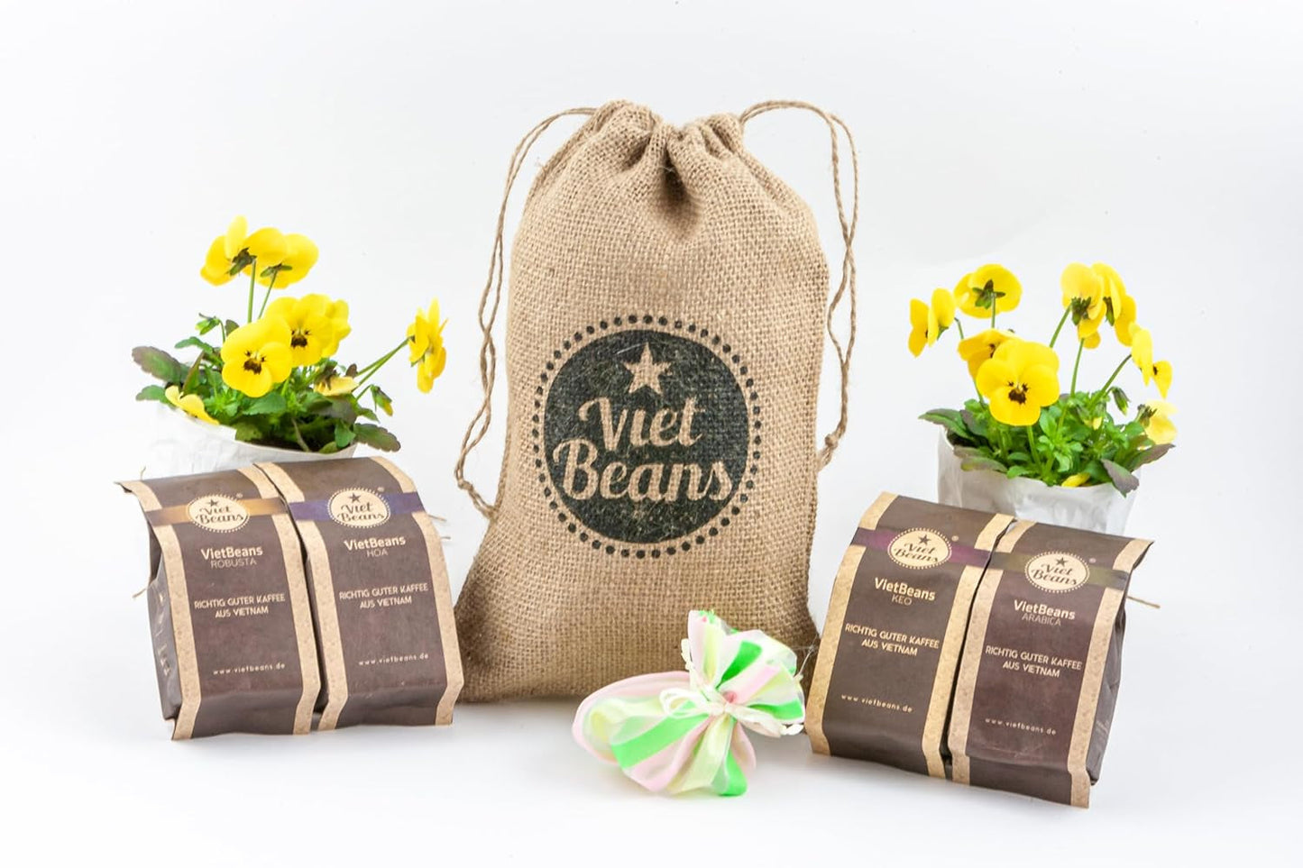 Kaffee Gift für Kaffeeliebhaber - Kaffeesack Jute - Vier Sorten exotischer Kaffee im Jutesack - Weihnachten Geschenkidee - Geschenk voor Kaffeetrinker - Ganze Bohne