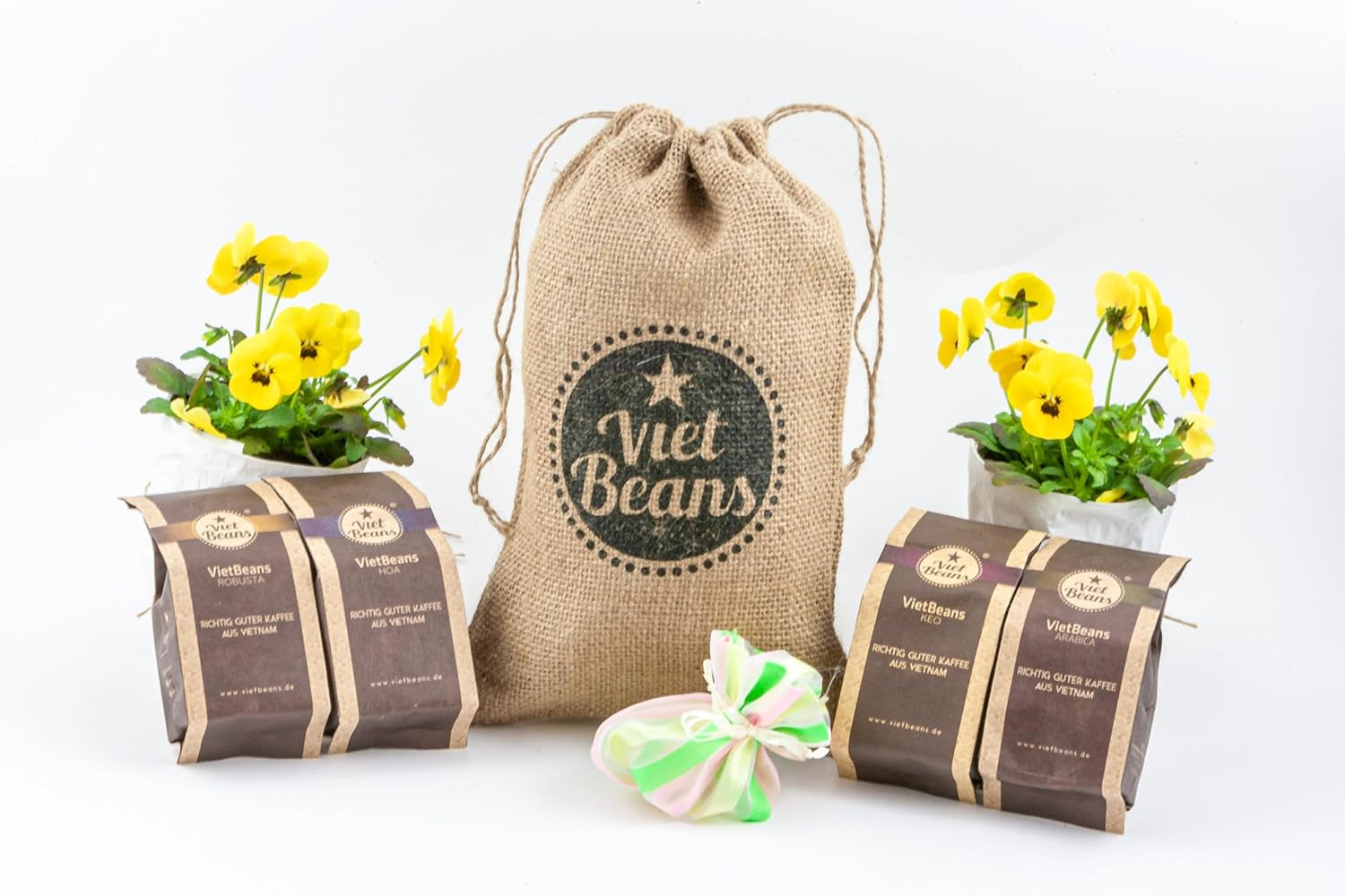 Kaffee Gift für Kaffeeliebhaber - Kaffeesack Jute - Vier Sorten exotischer Kaffee im Jutesack - Weihnachten Geschenkidee - Geschenk voor Kaffeetrinker - Ganze Bohne