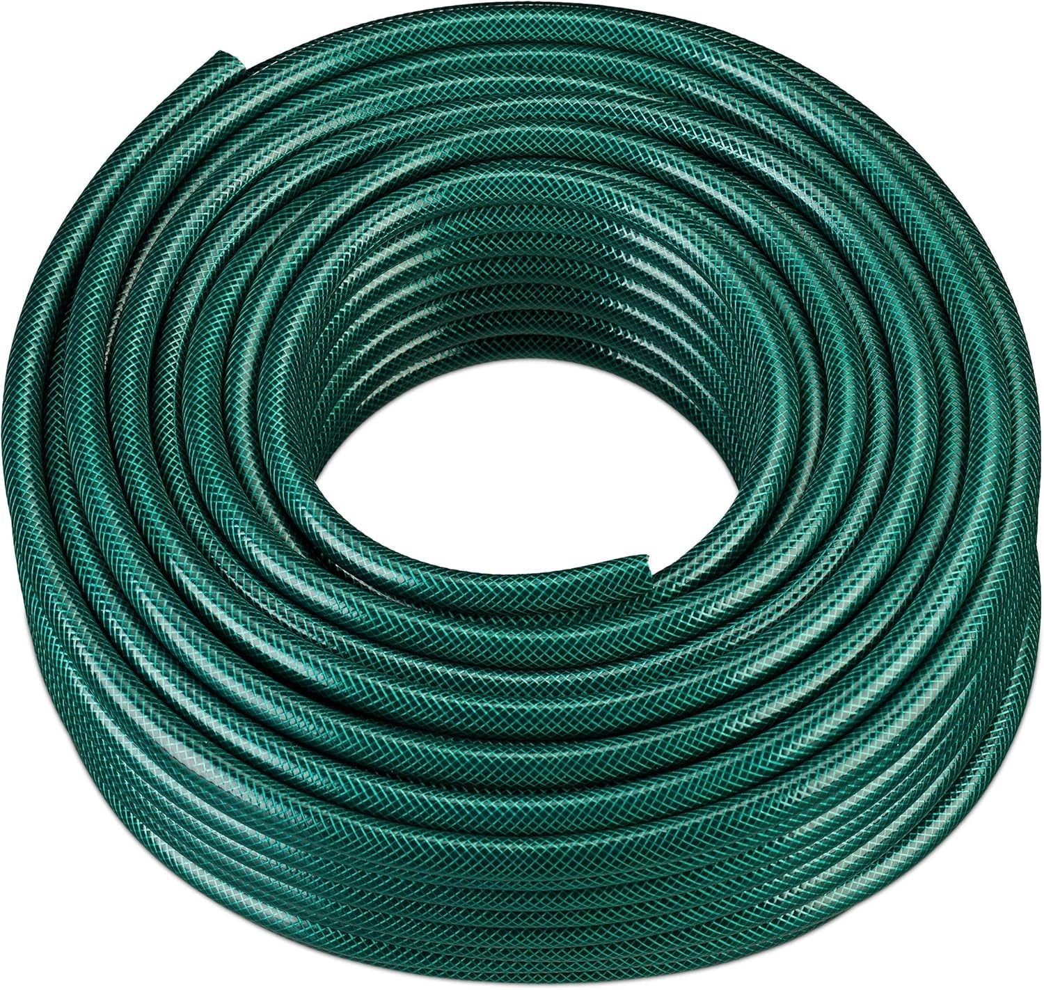 Relaxdays tuinslang 50m universele waterslang 1/2 inch van PP voor het besproeien van bloembedden en gazons donkergroen groen