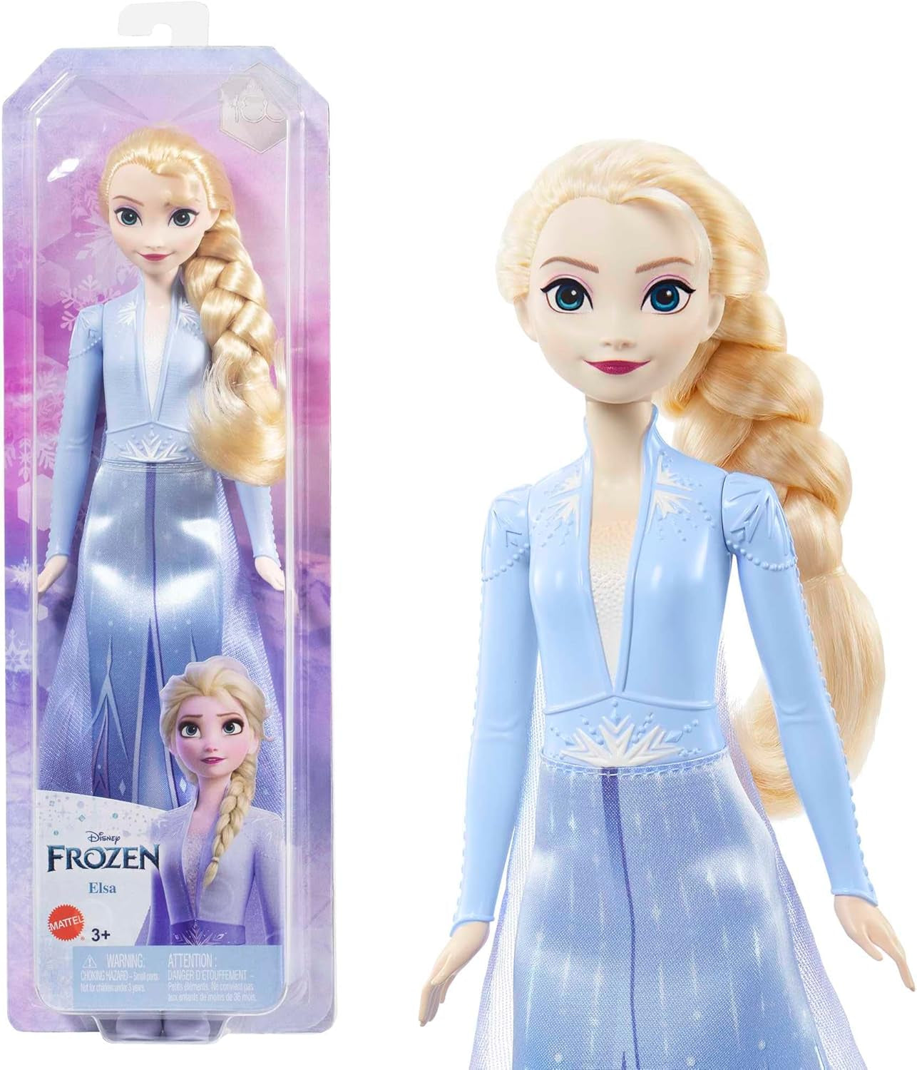 Mattel Disney prinses Elsa pop, ijskoningin pop in reisoutfit, gekamd blond haar, mobiel, uitschuifbare rok en laarzen, Disney cadeaus, 3 jaar oud speelgoed, HLW48 Naty Shop Dolls reisoutfit pop