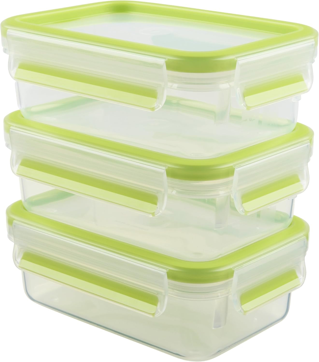 Emsa 515585 Voedselclip & Sluiting | 3-delige set | kunststof | transparant / groen | 0,55 / 1 / 2,2 liter Voedselbewaardozen Naty Shop Groen 0,55 L