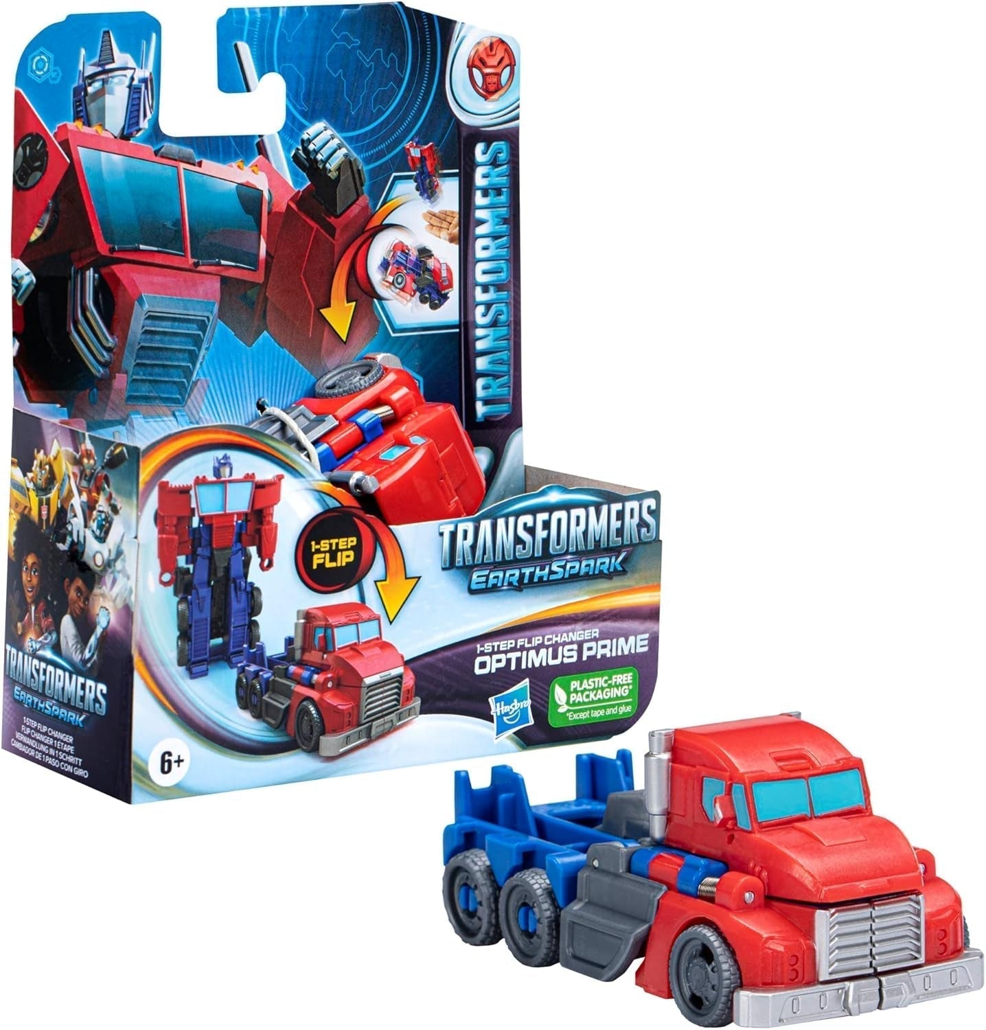 Transformers Earthspark 1-Step Flip Changer Optimus Prime-actiefiguur (10 cm) Robotspeelgoed Actiefiguren vanaf 6 jaar Naty Shop Standaardtitel