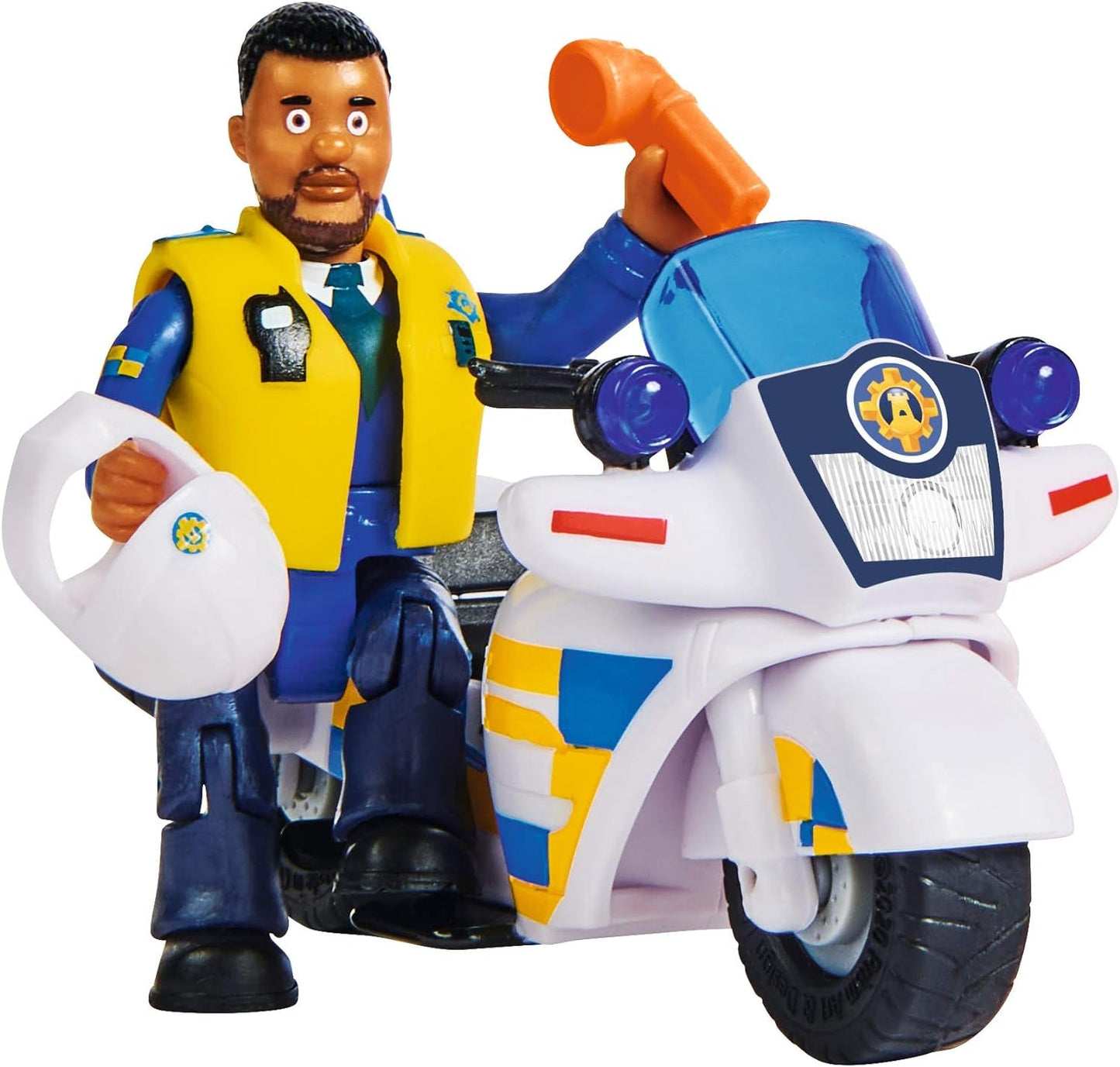 Simba 109251092 - Politiemotor Brandweerman Sam, Met Malcolm-figuur, Met accessoires, Seizoen 12, Vanaf 3 jaar Actiefiguren Naty Shop