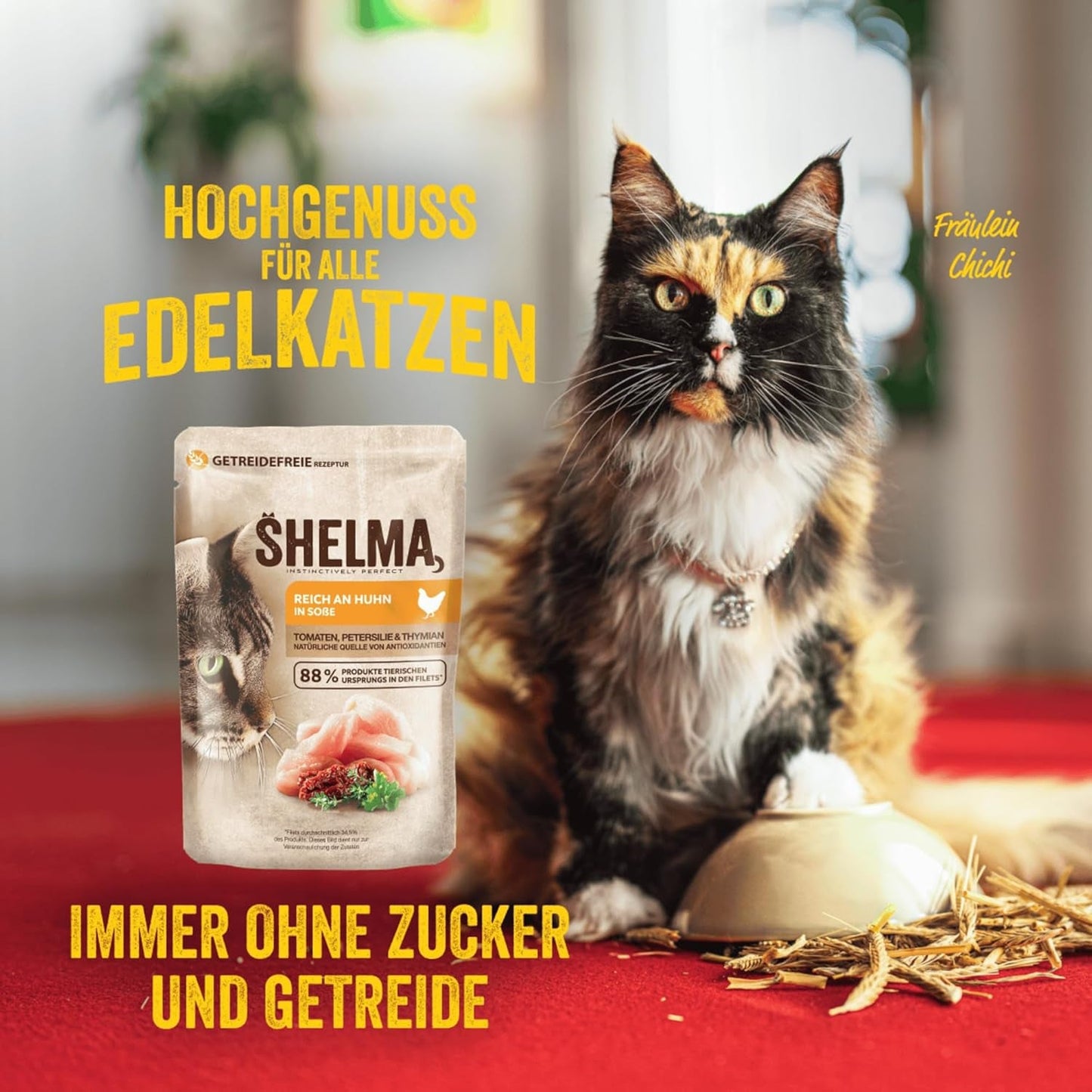Shelma Natvoer voor katten met kalkoen in tomaten- en kruidensaus - Compleet graanvrij voer met hoog vleesgehalte - 28 x 85 g (2,38 kg)
