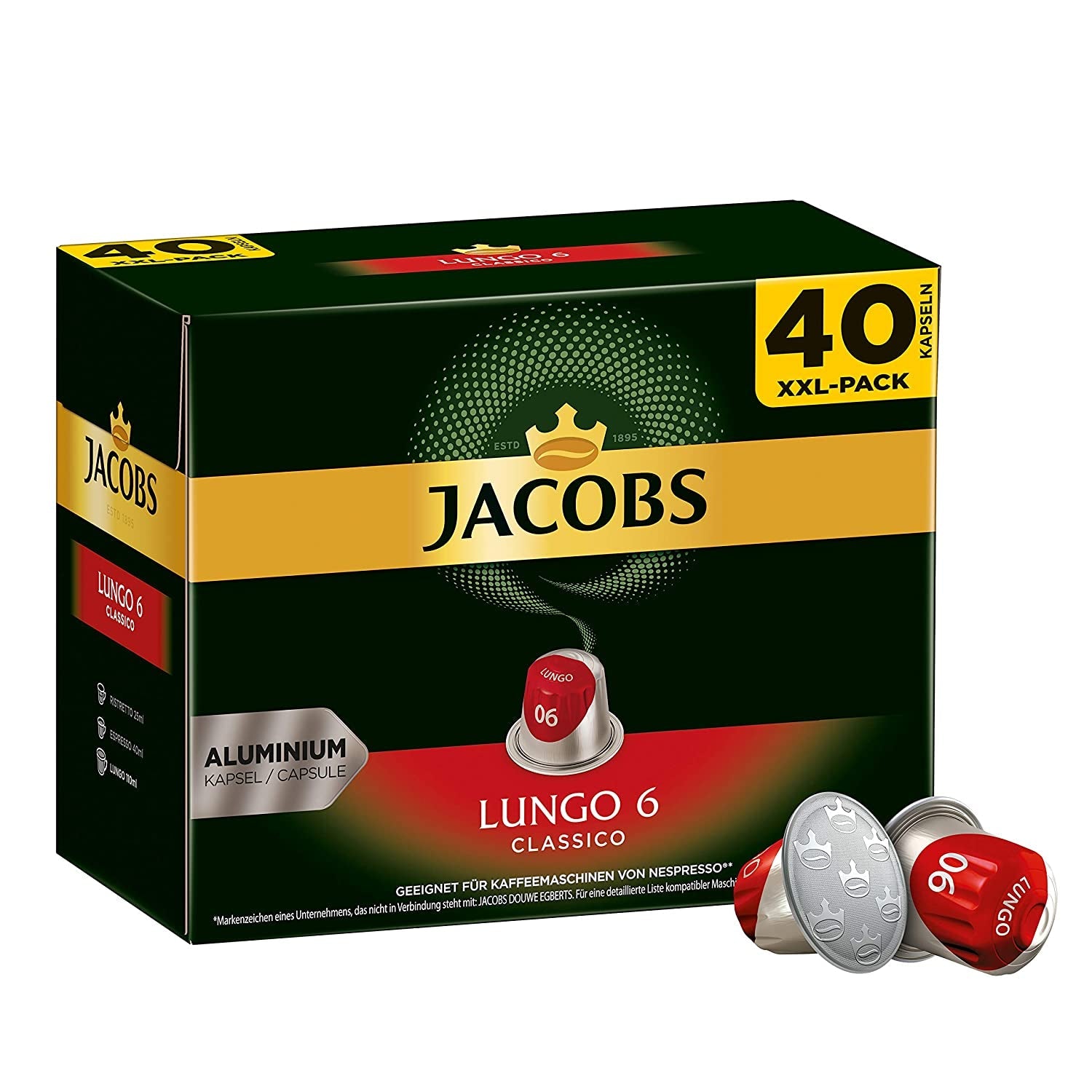 Kaffeekapseln Lungo Classico (nur für kurze Zeit) Megapack XXL & Kaffeekapseln Lungo Decaffeinato- Intensität 6-200 Nespresso compatibel Kapseln, 10er Pack, 10 x 20 Getränke