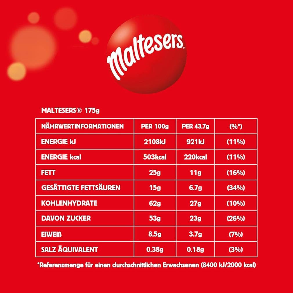 Maltesers chocoladeballetjes met een knapperig en licht centrum, luchtige chocoladesnack, 1 pakje (1 x 175 g)