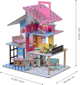 Olivia'S Little World 360 houten poppenhuis voor kinderen 3,5" poppen en 12 accessoires Veelkleurig TD-13260C Poppenhuizen Naty Shop
