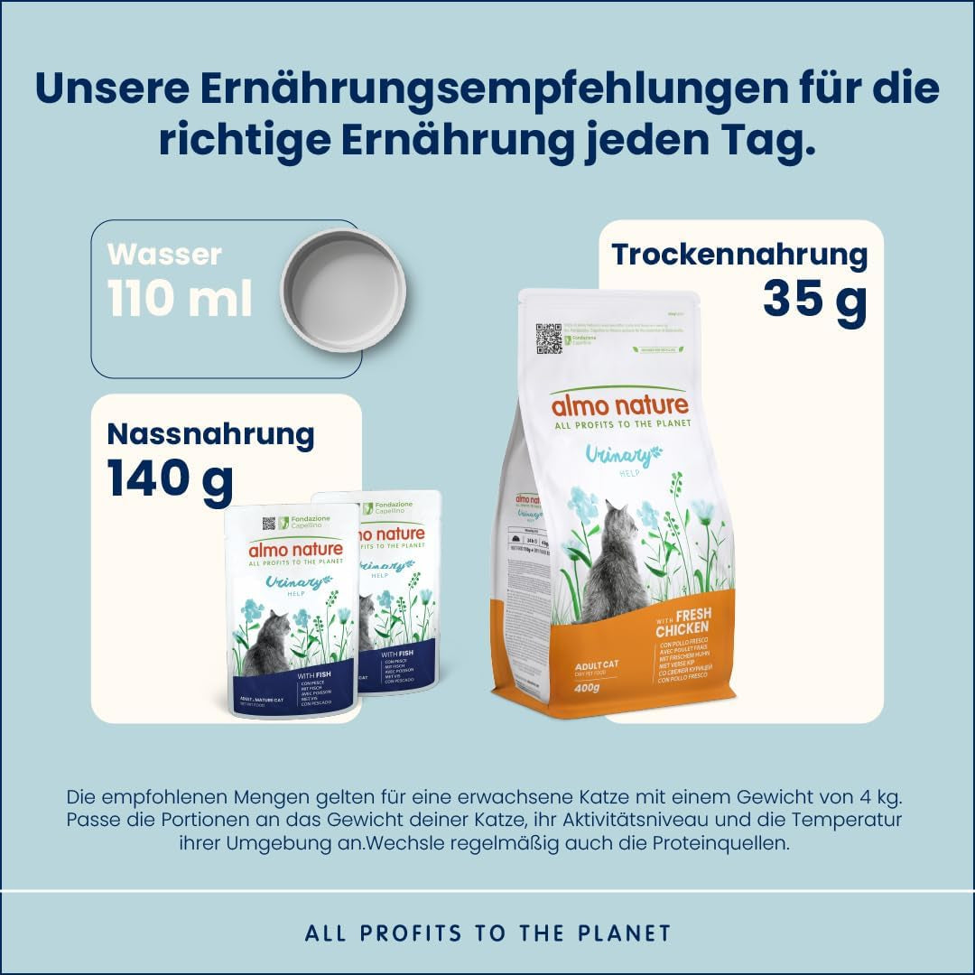 Almo Nature Functionele Urinaire Hulp - Nassfutter für ausgewachsene Katzen mit Fisch - Unterstützung für die Gesundheit der Harnwege - 30 Zakjes à 70g