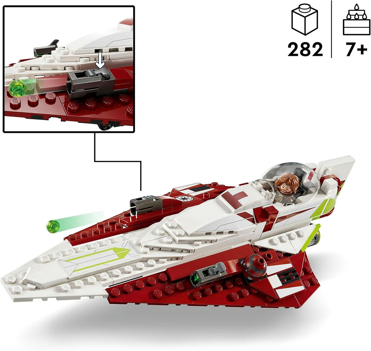 LEGO Star Wars Jedi Starfighter Obi-Wan Kenobi, bouwbaar speelgoed met Taun We, Droid-figuur en lichtzwaard, Attack of the Clones Set 75333 Bouwsets Besuche in LEGO-Store