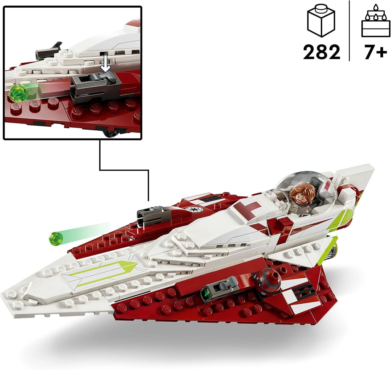 LEGO Star Wars Jedi Starfighter Obi-Wan Kenobi, bouwbaar speelgoed met Taun We, Droid-figuur en lichtzwaard, Attack of the Clones Set 75333 Bouwsets Besuche in LEGO-Store