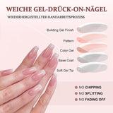 Ballerina kunstnagels set - 240 stuks delicate lila roze kunstnagels, volledig dekkende lijm op kunstnagels, kunstnageltips set voor manicure en nagelkunst voor vrouwen en meisjes (lavendelroze)