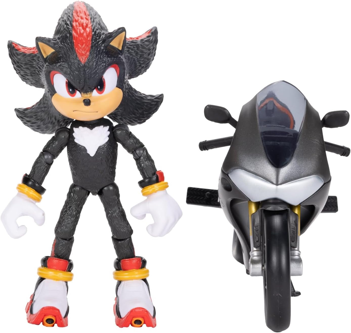 Sonic 3 The Movie Shadow-figuur, 15 cm, beweegbaar, inclusief Shadow Mobile van Jakks Pacific, akoestisch, zwart actiefiguren Naty Shop