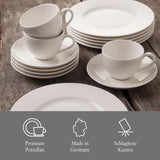 vivo - Villeroy & Boch Groep - Basic Wit 30-delig servies, vaatwasser- en magnetronbestendig, Wit servies, Koffieservies, Keramiek, Borden, Kopjes, Premium porselein