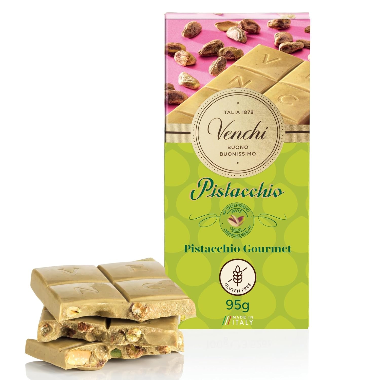 Venchi - Gezouten hazelnootreep, gezouten hazelnoten, amandelen en pistachenoten, 95 g, met "Piemonte-hazelnoten", glutenvrij, zonder kunstmatige kleurstoffen en zonder conserveermiddelen
