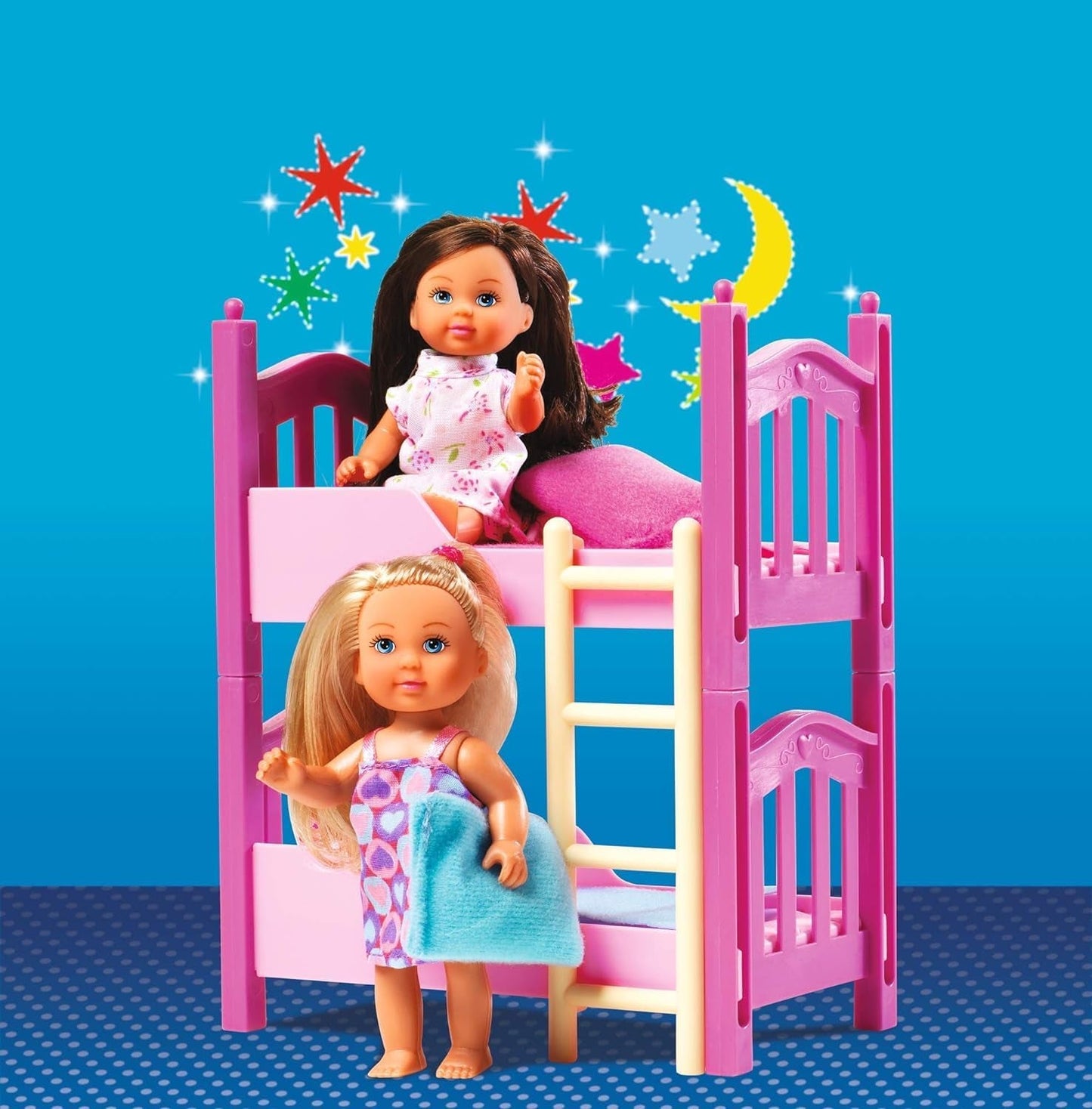 Simba 108178046 105733847 - Evi Love 2 vloerbed / met twee Evi poppen / met stapelbed / inclusief accessoires / verkleedpop / 12 cm, voor kinderen vanaf 3 jaar