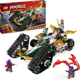 LEGO NINJAGO Ninja Team Combi Caterpillar 4 in 1 set met zweefvliegtuig, racewagen en 2 motorfietsen en 6 minifiguren Cadeau voor jongens en meisjes Ninja speelgoed 71820 Bouwsets Bekijk de LEGO-Store standaardtitel