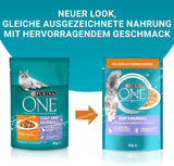 PURINA ONE vacht- en haarbal natvoer voor katten in saus met kip, 26 stuks (26 x 85 g)