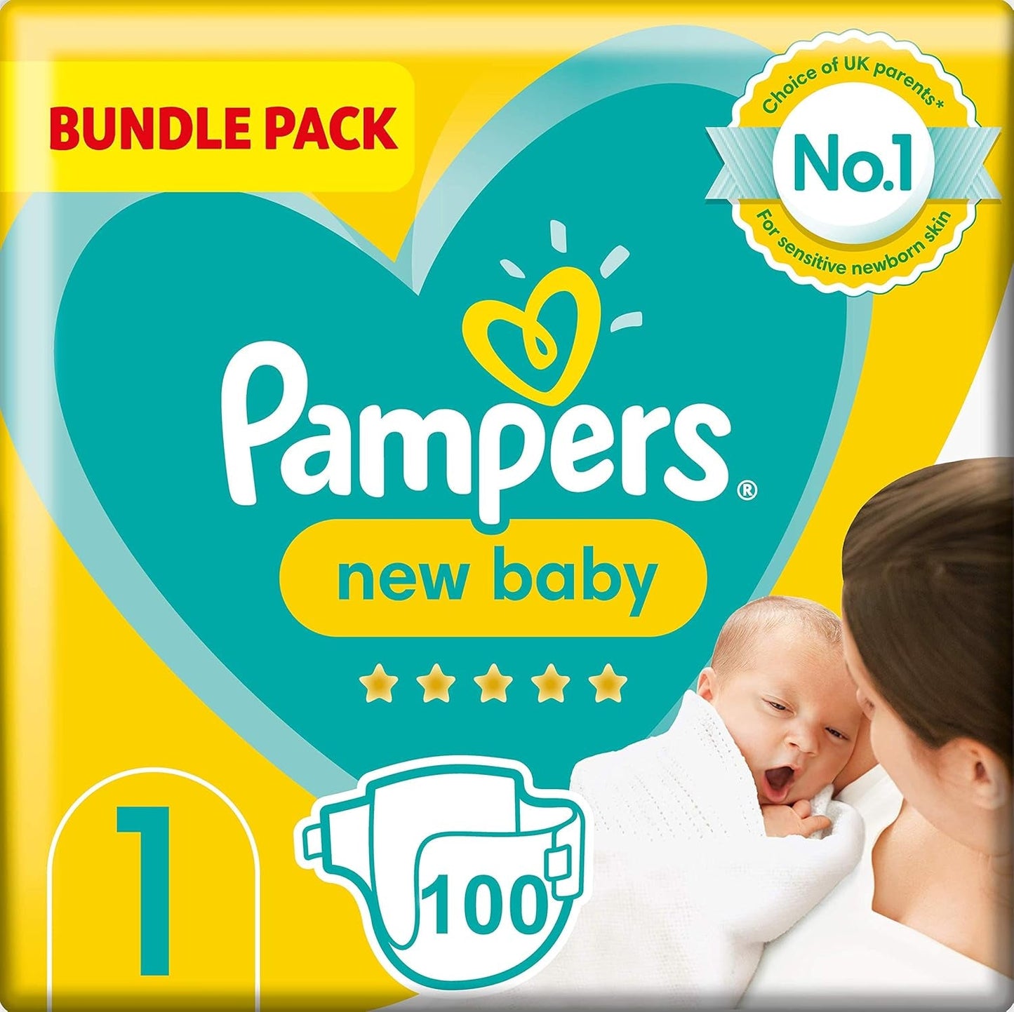 Pampers Premium Protection New Babyluiers, maat 1 (pasgeboren), 22 stuks