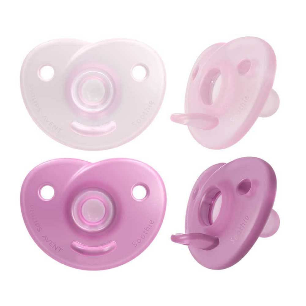 Philips AVENT Soothie - BPA-vrije fopspeen voor baby's van 0-6 maanden, roze/lichtroze (model SCF099/22)