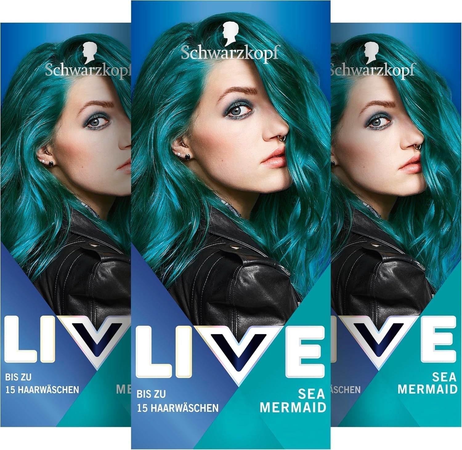 Schwarzkopf LIVE Ultra Brights Semi-Permanente Haarkleur 097 Zeemeermin (3 x 80 ml), kleuring voor intense resultaten of pastelkleuren, bestand tegen 12-15 wasbeurten, met verzorgende conditioner Haarkleur Naty Shop Standaard titel