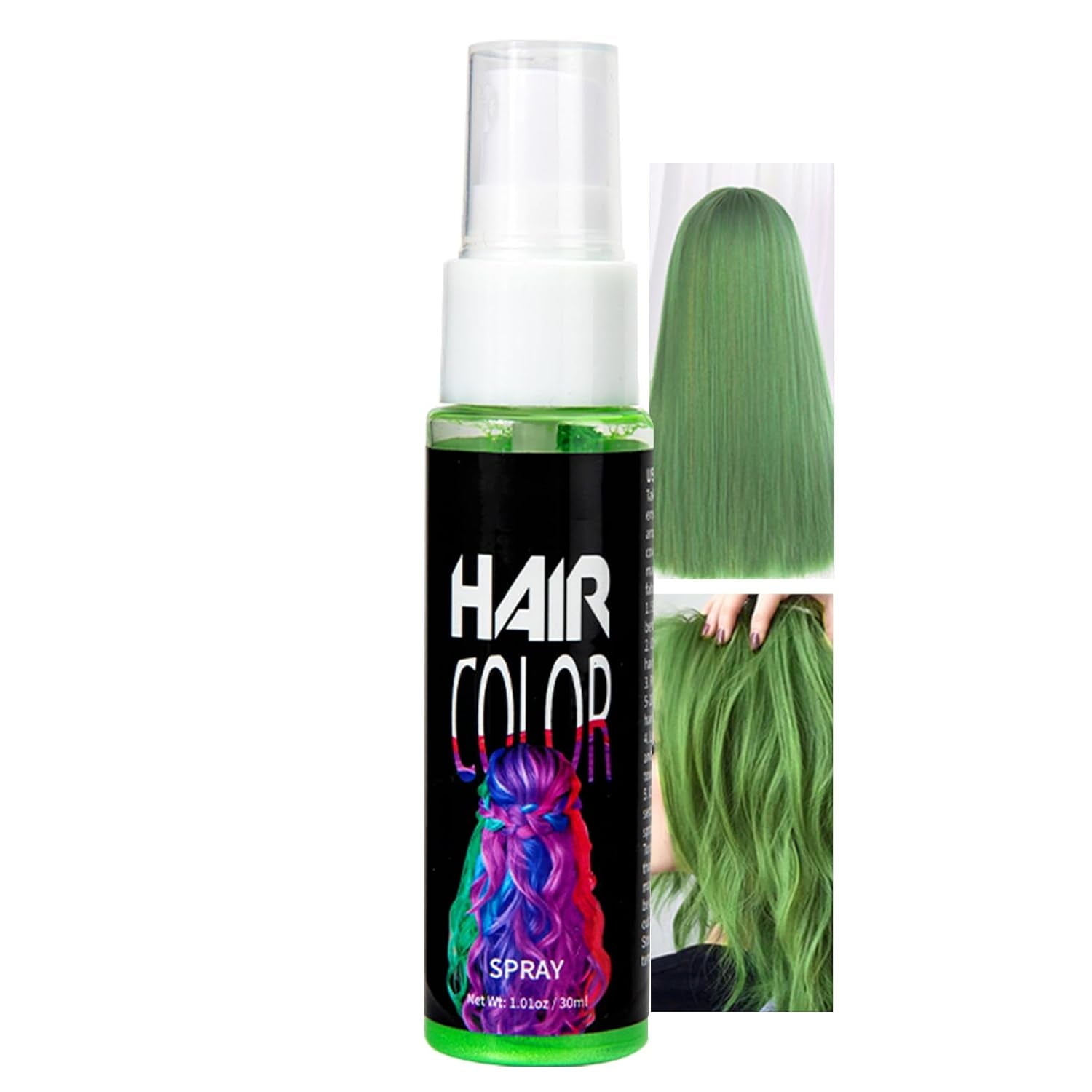 Haarlakkleur, Tijdelijke Rode Spray Haarverf, Roodgekleurde Haarverf, Wasbare Haarverf, Levendig Rode Haarkleurspray, Instant Haarverf, Haarverf voor Carnaval, Halloween, Cosplay, Feest Naty Shop Groene Haarverf 30 Ml (1 Pak)