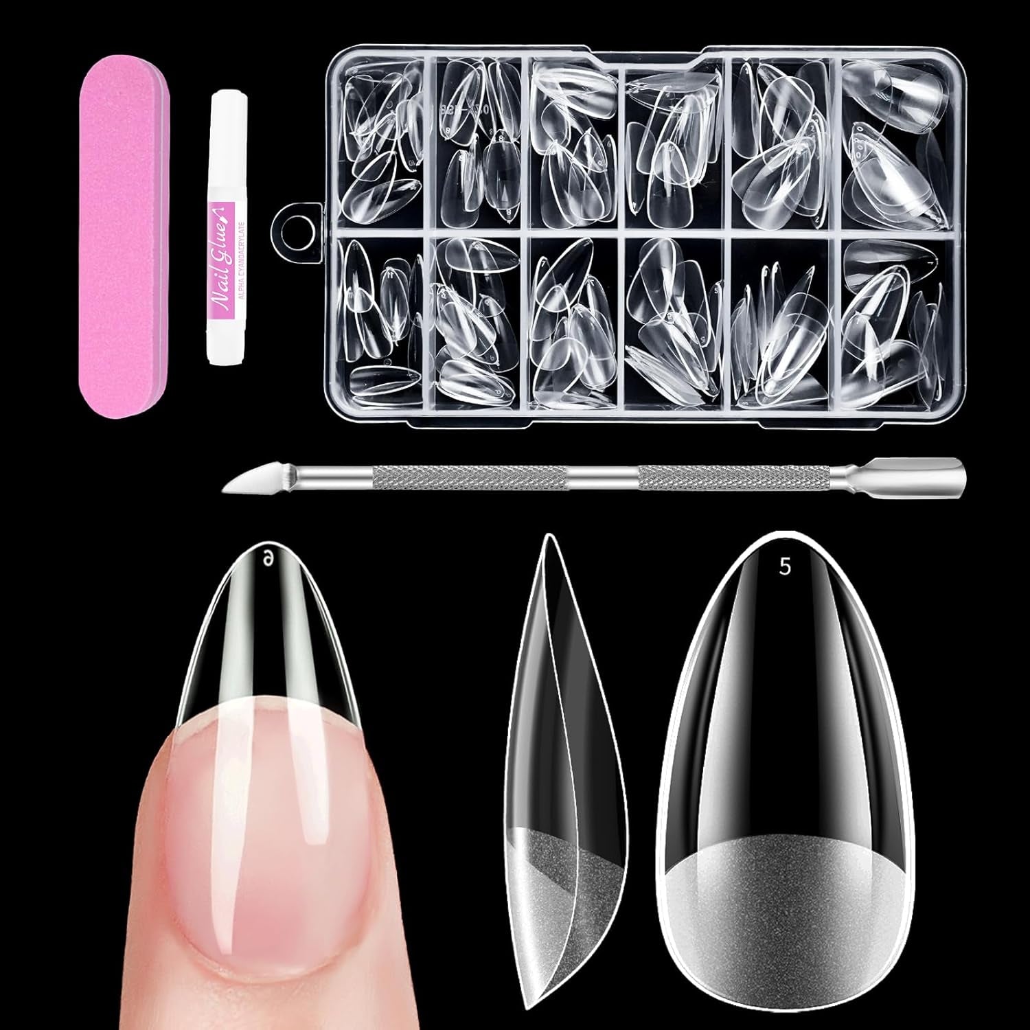Volledige dekking korte nagels 120 stuks 12 maten Korte nageltips voor gelnagels Lijm op kunstnagels Lijm op nagelvijlset Nagelpolijstmachine Nagelriemschuiver