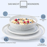 ZANGER | 12-delige Santorini Serviesset 4-persoons Bordenset ZEER GOED Beoordeeld Steengoed Serviesset Inclusief Dinerborden, Dessertborden en Suma Borden Crème Lila Blauw Gradiënt | DE PREMIUM COLLECTIE