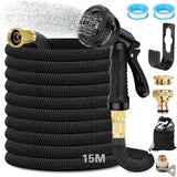 15 m flexibele uitschuifbare tuinslang, flexibele waterslang met 8 sproeifuncties, 1/2 inch tot 3/4 inch flexibele tuinslang, voor tuinbesproeiing, autowassen, wassen en besproeien