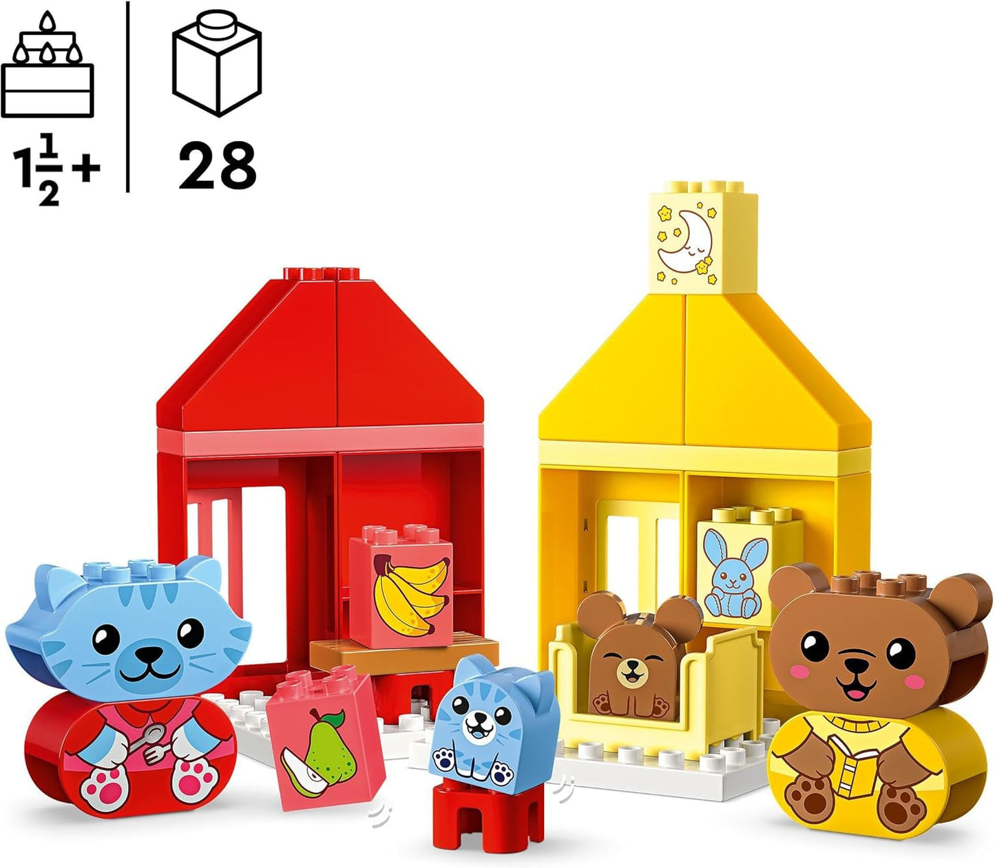 LEGO DUPLO Alledaagse Routines: Eten & Bedtijd, leerspeelgoed voor peuters om de sociale en emotionele ontwikkeling te stimuleren, met 4 dierfiguren, cadeau voor kinderen vanaf 18 maanden 10414 Bouwsets Besuche den LEGO-Store