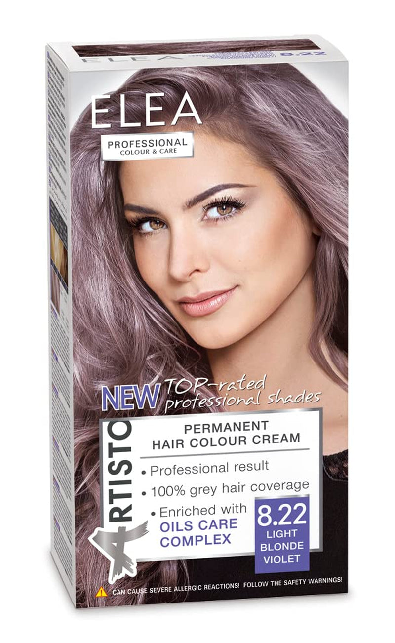 Color & Care permanente haarkleuring 120ml, professioneel resultaat, dekkend grijs haar, verrijkt met olieverzorgende complexen-Langdurige haarkleuring (10.1 Superlicht asblond) Haarverf Naty Shop 8.22 Licht paarsblond
