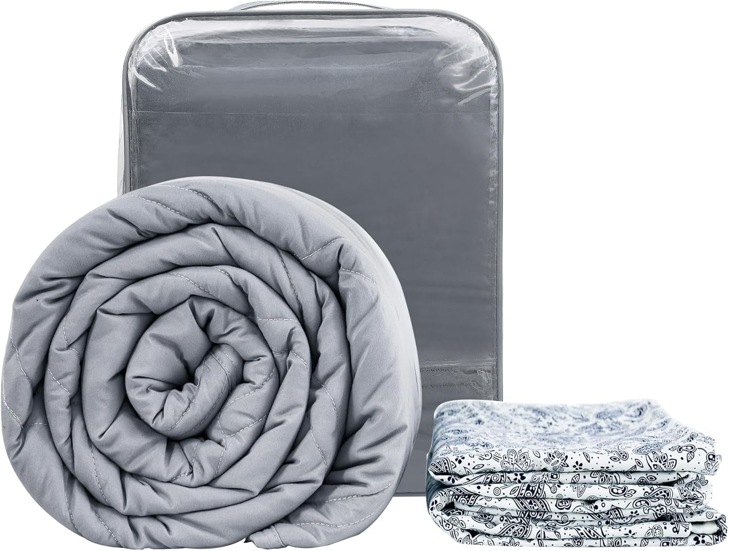 Winthome Verzwaarde deken met dekbedovertrek 150X205Cm 10,4Kg, Comfortabele Verzwaarde Deken, Anti-Stress Therapie Deken, Zware Deken voor een diepere slaap en beter herstel, Zware deken voor volwassenen (grijs) Bedden en dekens Besuche den Winthome-Store Wit Model 130X190Cm-6Kg