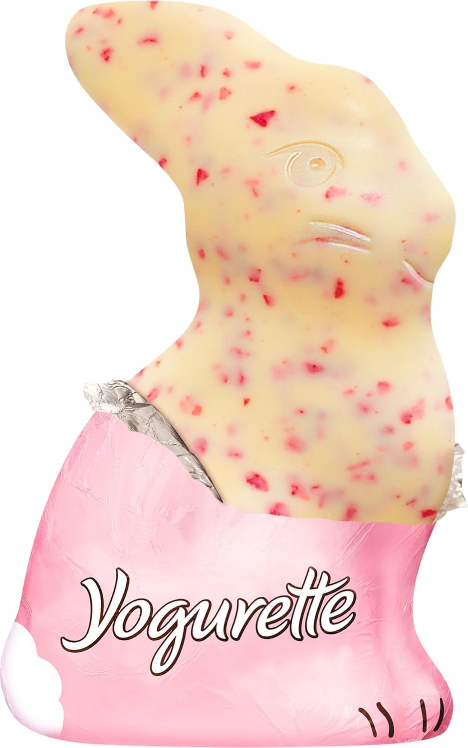 Paashaas met Yoghurt 75g – Chocoladehaas voor Pasen – Witte chocolade met yoghurt en fruitige aardbeienchips – Chocoladehaas voor Pasen en Paasmandje – Chocoladegeschenk – Paasgeschenk