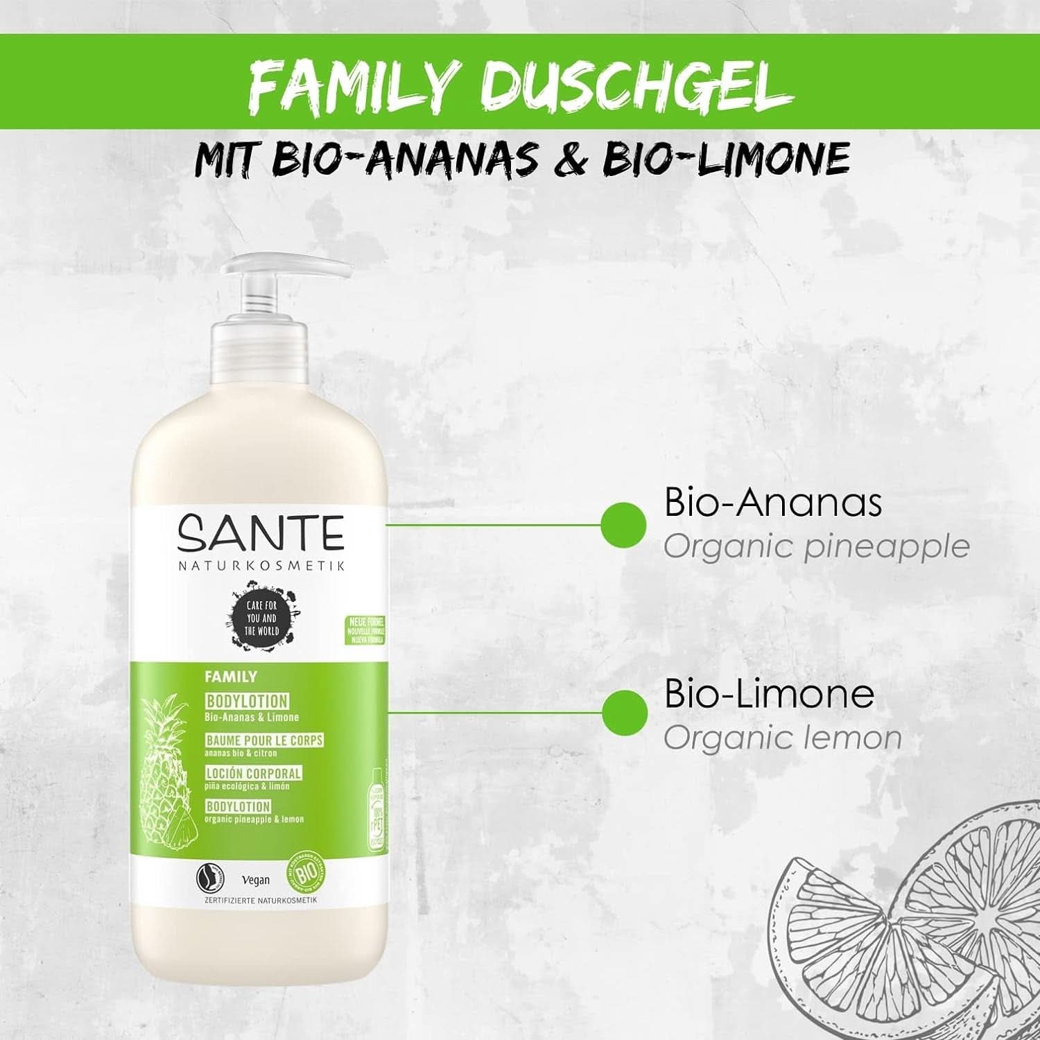 SANTE Natural Cosmetics Verfrissende douchegel met citrusgeur, 950 ml Douche en bad Naty Shop