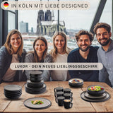 SÄNGER Luxor | Serviesset van steengoed, 18-delig, bordenset voor 6 personen, serviesset (6 dinerborden, 6 mueslischalen, 6 dessertborden), krasbestendig bruin-beige serviesgoed | DE WAARDE-COLLECTIE