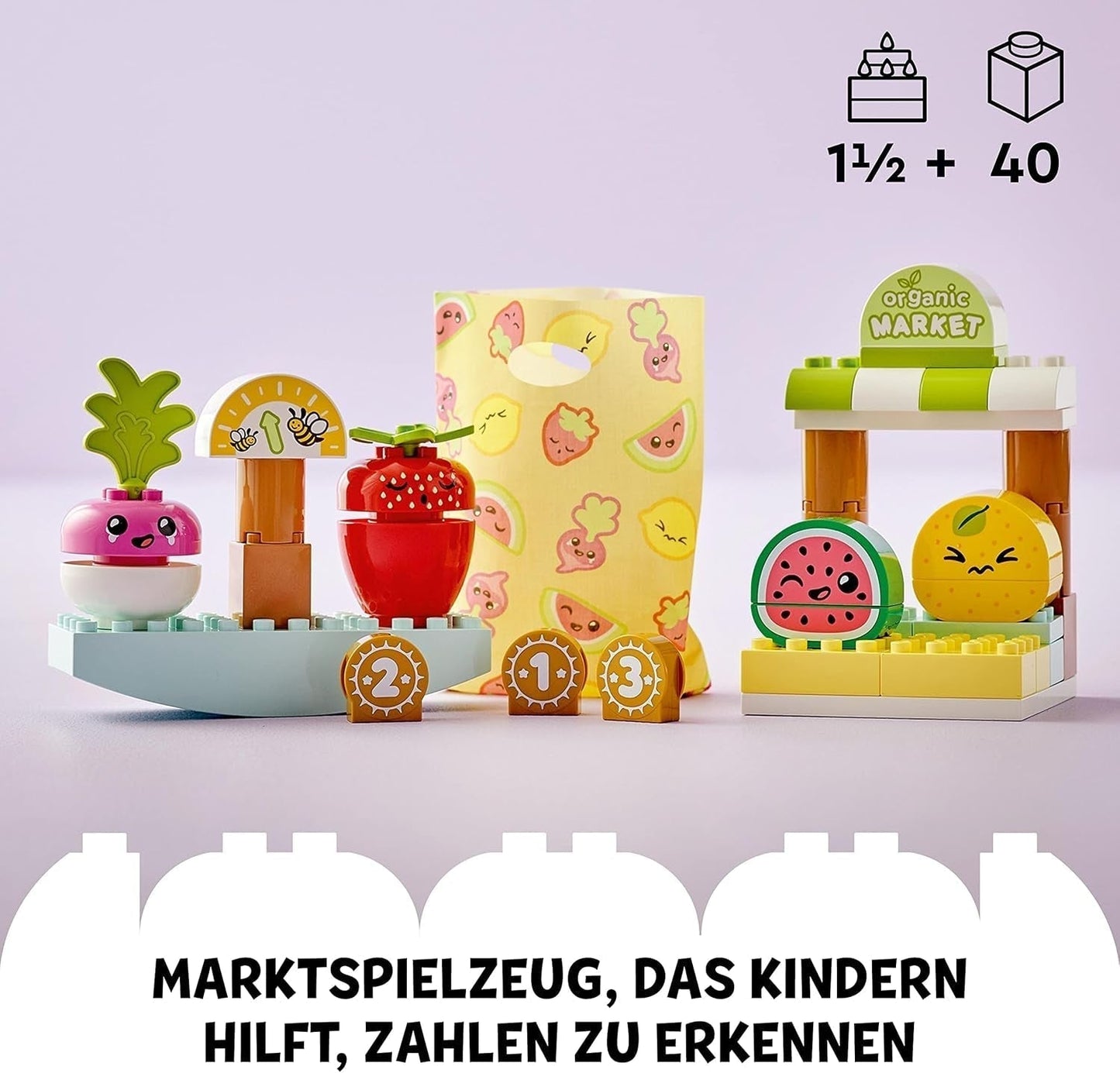 LEGO DUPLO Mijn eerste biologische markt, speelgoedwinkelset voor jongens en meisjes, educatief speelgoed voor peuters vanaf 1,5 jaar, groente- en fruitaccessoires 10983 Bouwsets Besuche den LEGO-Store