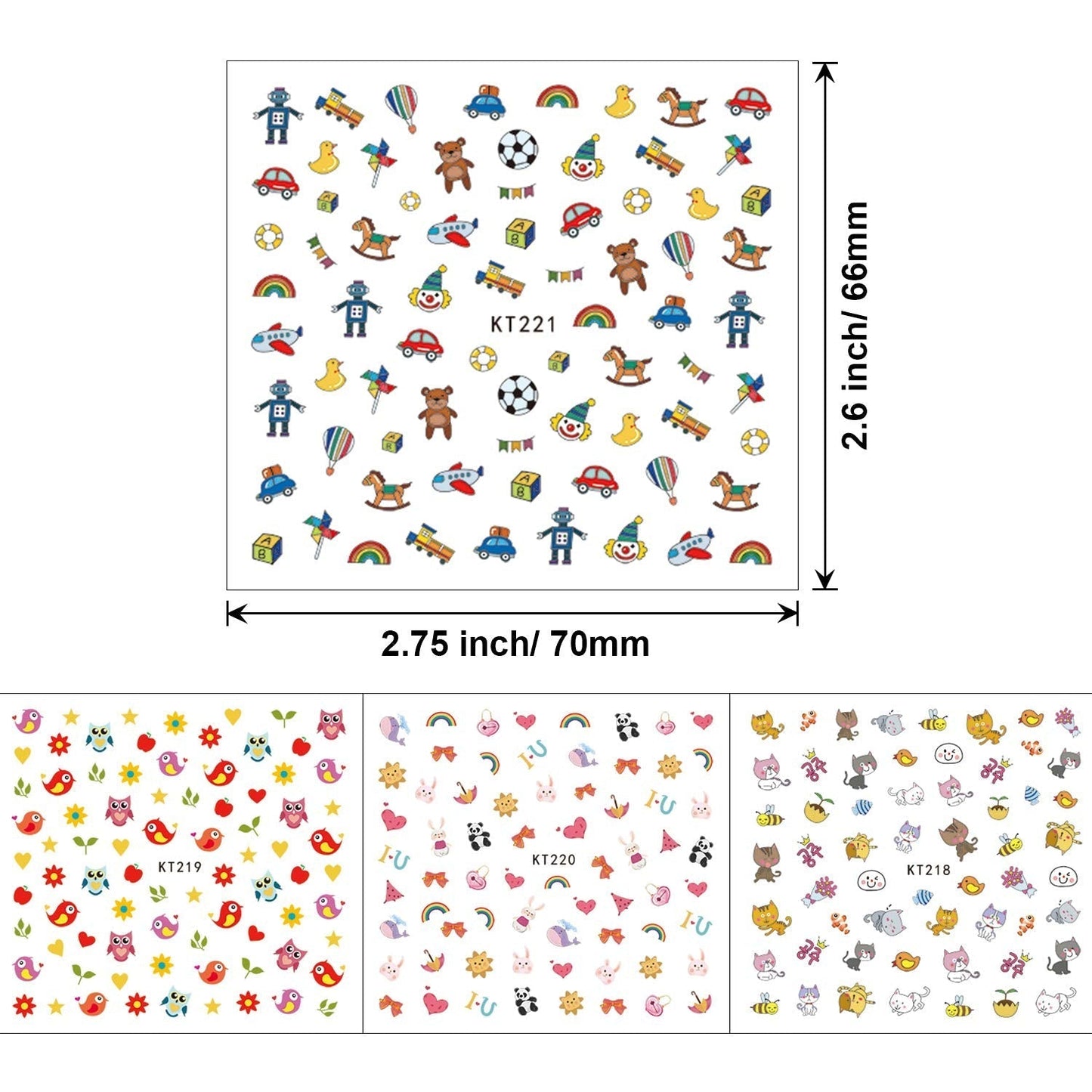 Nagelstickers voor kinderen Meisjes 600+ ontwerpen Dieren Fruit Dinosaurussen Auto's Bloemen 3D Zelfklevende nagelstickers voor kinderen Verjaardagsfeestje Thee Nagelsalon en Spa Cadeau