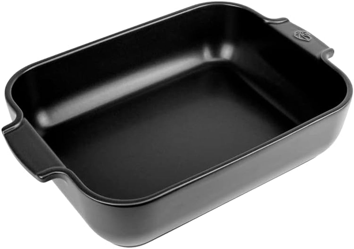 Peugeot Appolia Rechteckige Auflaufform Mit Griffen, Keramik, Schiefer / Grau, 7.2X31X21.7 Cm, Fassungsvermögen: Ca. 2 L, 60060 Bakvormen en bakplaten Naty Shop Satinschwarz