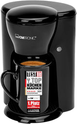 Clatronic® 1-kops koffiezetapparaat | Perfecte espressomachine voor alleenstaanden | Espressomachine met filter, inclusief keramische kop | Kleine espressomachine met filter, ideaal voor op reis | KA 3356