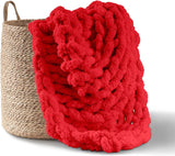 Grof gebreide deken, plaid, 100% handgebreid met jumbo chenillegaren (127 X 152,4 Cm, lila grijs) Adyrescia Red 50 "X60" bedden en dekens