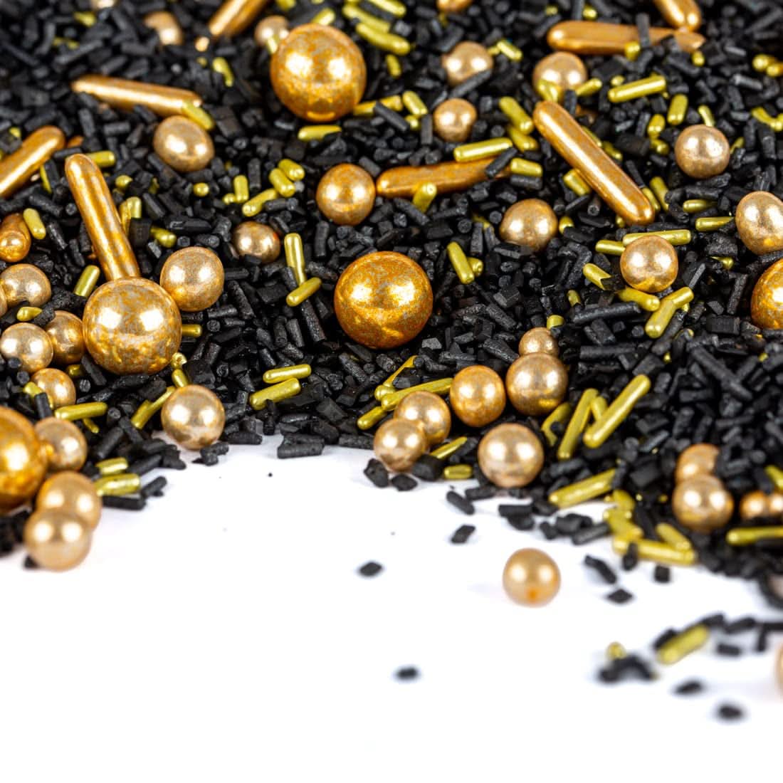 Super Streusel, Gold Rush Goud Zwart Strooi Decoratie Naty Shop