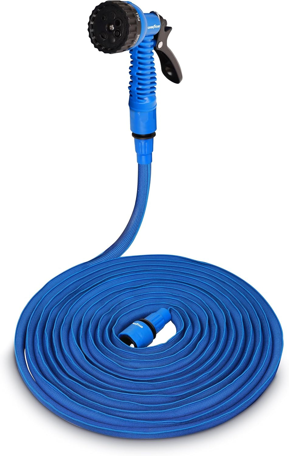 Goodyear - 30 m flexibele, draaivrije en lichtgewicht 3-laags tuinslang van latex en textiel met hoge dichtheid, ½" en ¾" snelkoppelingen + spuitpistool met 7 functies