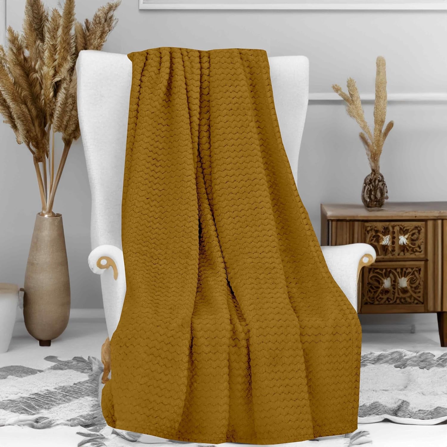 Soleil D'Ocre Deken, 180 X 220 Cm, Cocooning, Mosterdgeel Bedden en dekens Besuche den Soleil d'Ocre-Store