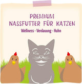 MjAMjAM - Premium natvoer voor katten - Wellness - Spijsvertering - Kip, verpakking van 12 (12 x 125 g), graanvrij