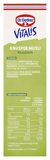Dr. Oetker Vitalis Classic Crispy Muesli: Grootverpakking Krokante Ontbijtmuesli met Rozijnen, 1 Pak, 1,5 kg