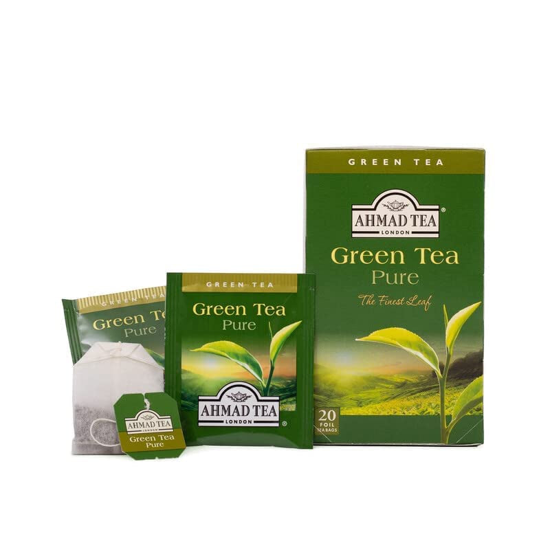 Ahmad Tea - Groene thee - Smaakverzegelde, individueel verpakte theezakjes met 2 g thee per portie - 20 theezakjes met bandjes (pak van 2)