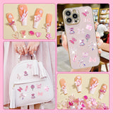 200 Stuks Nail Art Charms 3D Nail Art Decoratieset Strik Nagelhanger Roze Gemengde Stijl Strik Bloem Teddybeer Lolly Hartvorm Nail Art Decoratie DIY Ambachtelijke Nageldesign
