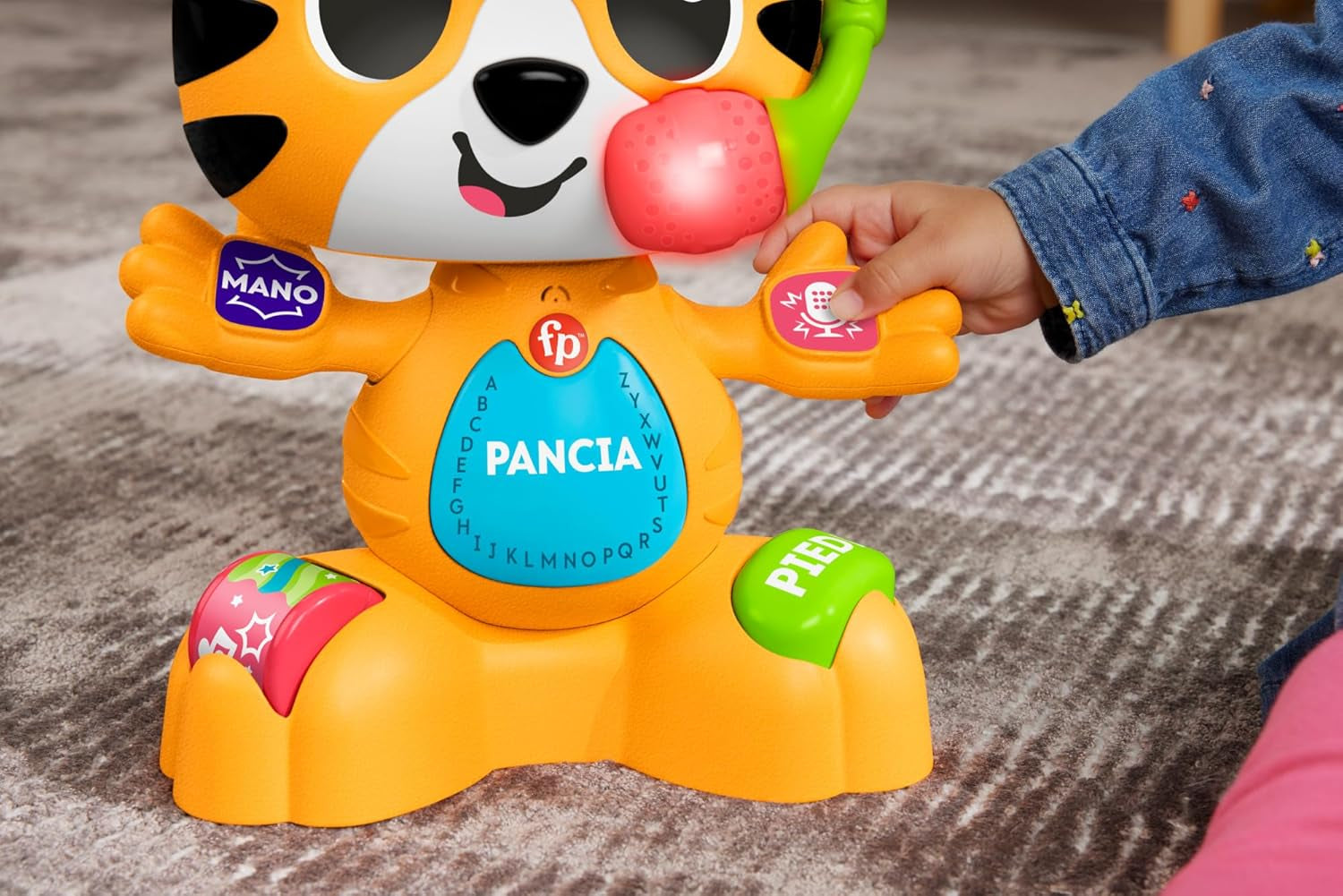 Fisher-Price Educatief speelgoed voor baby's en peuters, Beat Bande Leren & Dansen Tijger Justin met geluiden en lichtjes voor baby's vanaf 9 maanden, Italiaanse versie, HYL04 Babyspeelgoed Naty Shop