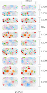 JMEOWIO Nagelfolie UV Hartend Bunter Blumenglitzer UV Gel Nail Strips Nagelsticker Nagelaufkleber Nail Art Decoratie Nageldesign Zubehör