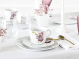 CreaTable, 24024, Square Orchid-serie, 18-delige serviesset voor 6 personen, porseleinen koffieservies, vaatwasmachine- en magnetronbestendig, kwaliteitsproductie