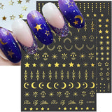 8 vellen gouden maan en sterren nagelkunststickers engelenvleugels bruin gouden nagelstickers sterren nagelfolie zelfklevende nagelstickers nagelontwerpaccessoires nagelstickers